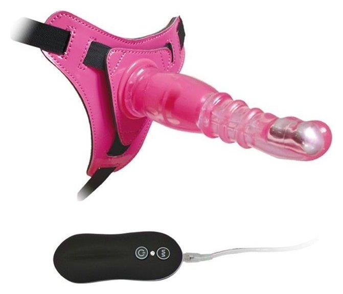 Страпон с вибрацией "Harness G Spot Dong" розовый 