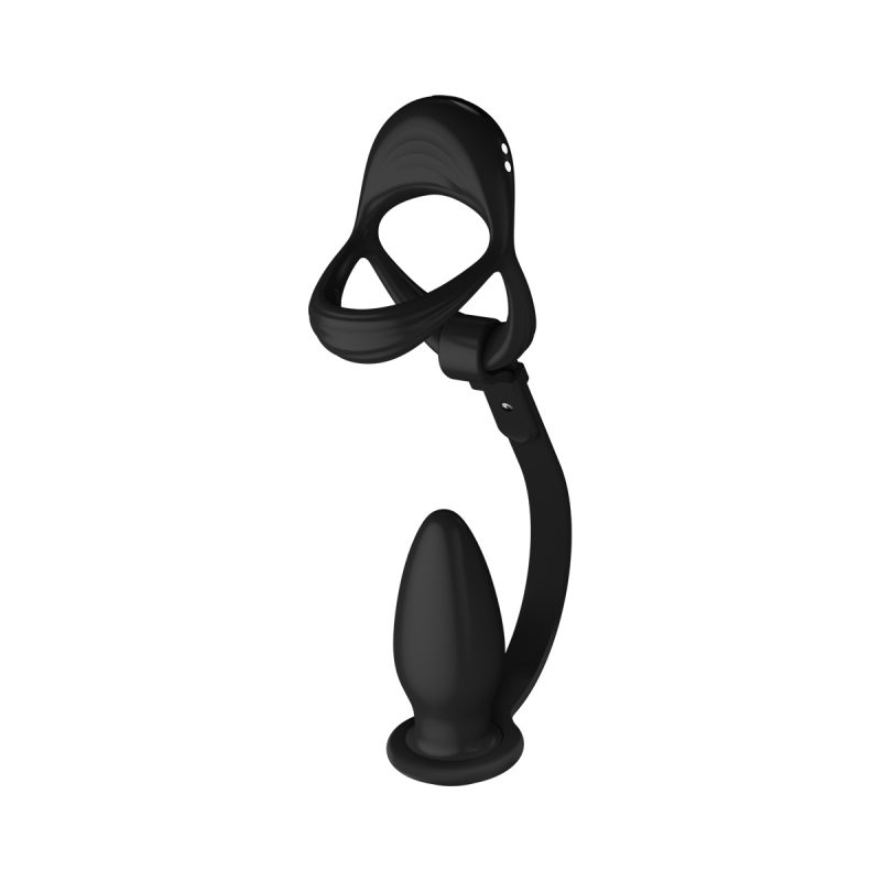 Эрекционное кольцо + рельефная пробка "Running Wild Taper Plug" с вибрацией 