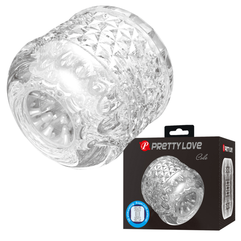 Мастурбатор рельефный "Pretty Love Cole" сквозное отверстие, прозрачный 